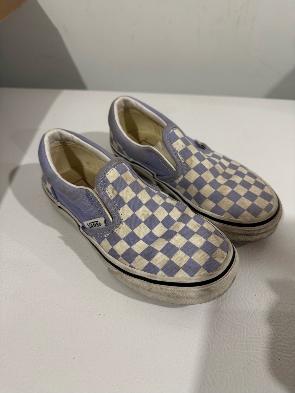 Vans Slip-On Checkerboard Sneakers - Light Purple & White
